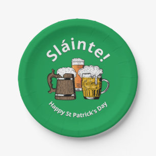 HAPPY ST PATRICK'S DAY Sláinte Beers  Paper Plate