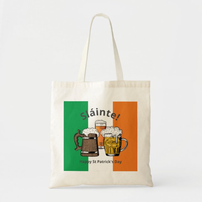 HAPPY ST PATRICK'S DAY Sláinte Beers Tote Bag (Front)