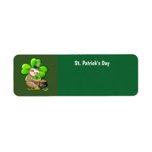 Happy St. Patrick's Day Sloth address label