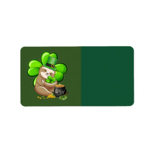 Happy St. Patrick's Day Sloth address label