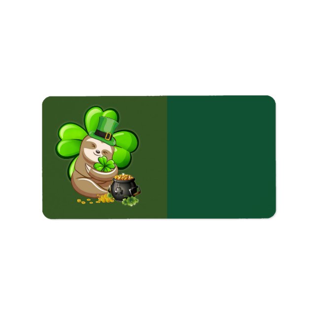 Happy St. Patrick's Day Sloth address label (Front)