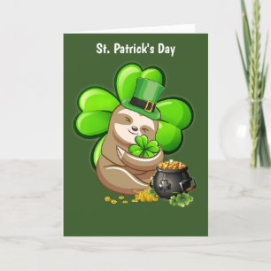 Happy St. Patrick's Day Sloth holiday Card