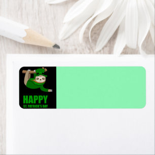 Happy St. Patrick's Day sloth return address label