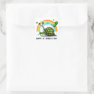 Happy St. Patrick's Day Snail Square Sticker