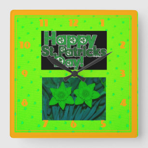 Happy ST.Patrick's Day Square Wall Clock