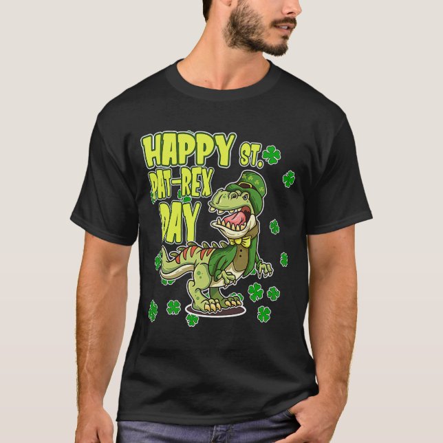 Happy St Patricks Day St Pat Rex Rex Shamrock C T-Shirt (Front)