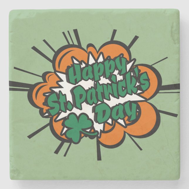 Happy St. Patrick's Day Stone Coaster (Front)