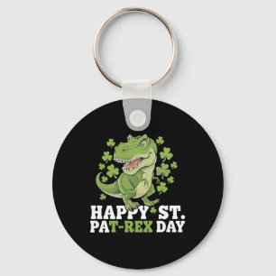 Happy St Patricks Day T-rex And Shamrocks St Patty Keychain