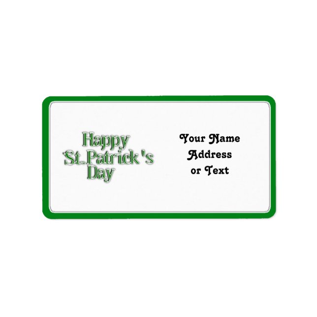 Happy St Patrick's Day Text Image Label (Front)