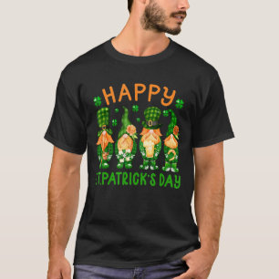 Happy St Patrick's Day Three Gnomes Holding Shamro T-Shirt