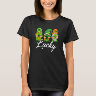 Happy St Patrick's Day Three Gnomes Lucky Green Sh T-Shirt