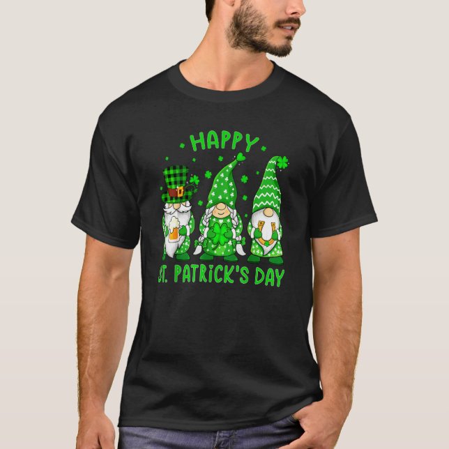 Happy St Patrick's Day Three Gnomes Shamrock Boys  T-Shirt (Front)