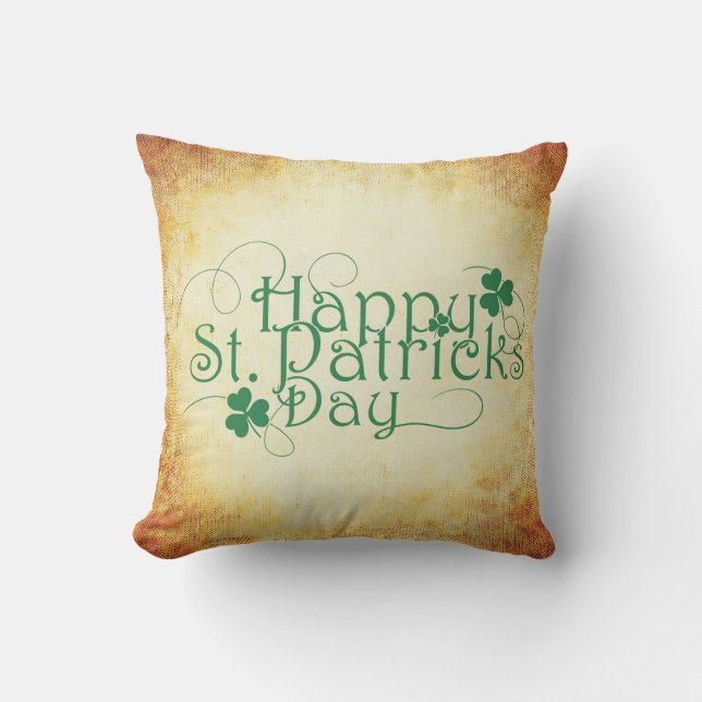 Happy St. Patrick's Day Throw Pillow (Front)
