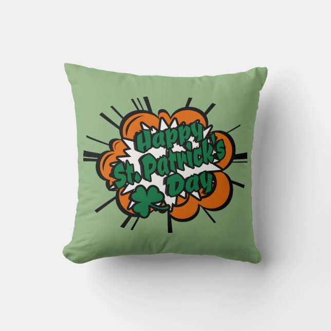 Happy St. Patrick's Day Throw Pillow (Front)