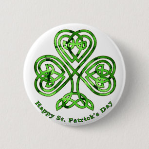 Happy St. Patrick's Day Trinity Clover 2 Inch Round Button