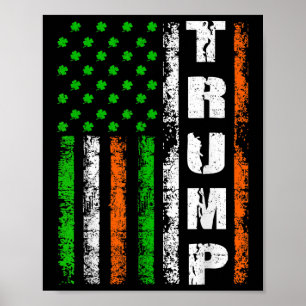 Happy St Patricks Day Trump Men Women Flag Poster