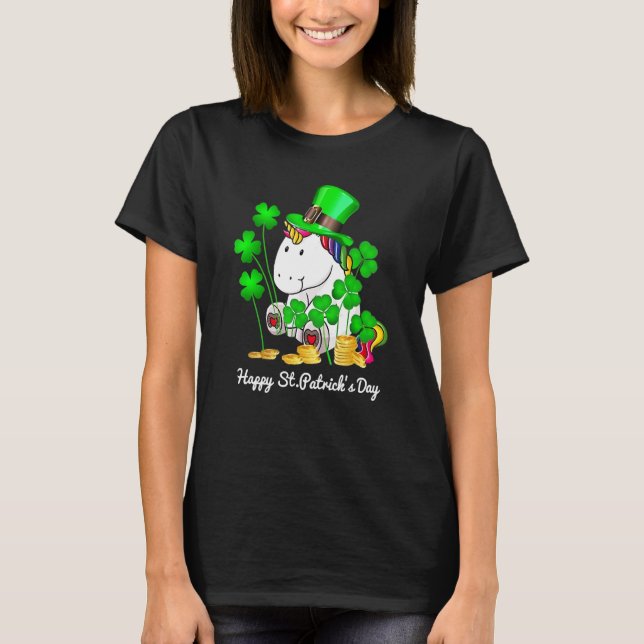 Happy St Patrick's Day Unicorn Boys And Girls Iris T-Shirt (Front)
