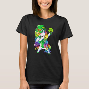 Happy St Patrick's Day Unicorn Face Irish Shamrock T-Shirt