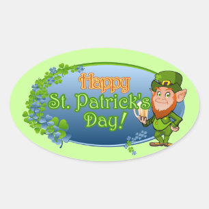 Happy St. Patrick's Day (Ver 2) Oval Sticker