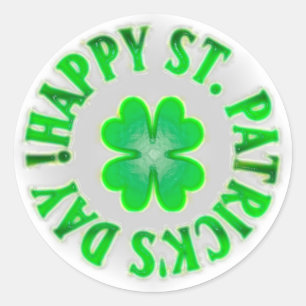 Happy St. Patrick's Day! Vintage Shamrock Classic Round Sticker
