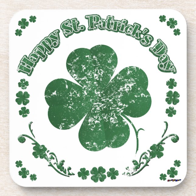 Happy St. Patrick's Day - vintage style Coaster (Front)