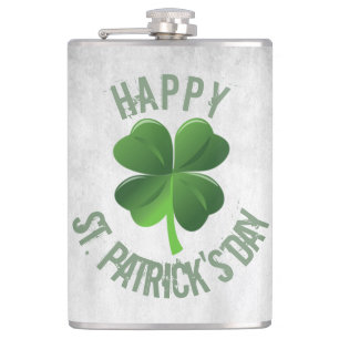 Happy St. Patrick's Day Vinyl Wrapped Flask