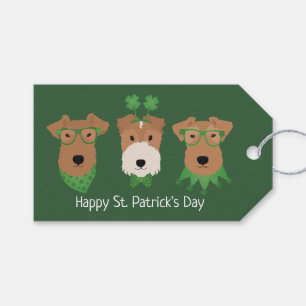 Happy St Patricks Day Welsh Wire Fox Terrier Dogs Gift Tags