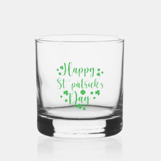 Happy St Patrick's Day Whiskey Glass