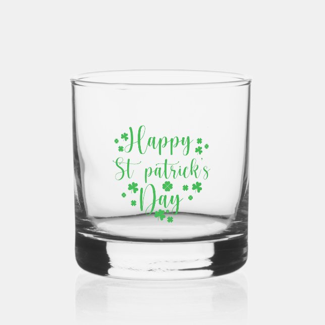 Happy St Patrick's Day Whiskey Glass (Front)