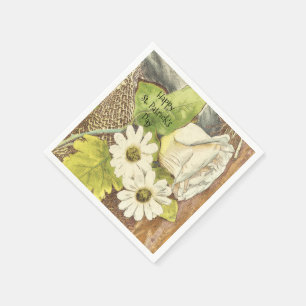 Happy St. Patrick's Day White Flowers Napkin