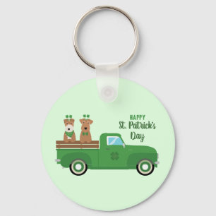Happy St Patricks Day Wire Fox Terrier Dog Keychain