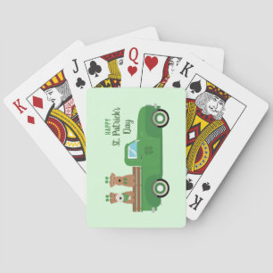 Happy St Patricks Day Wire Fox Terrier Dog Playing Cards