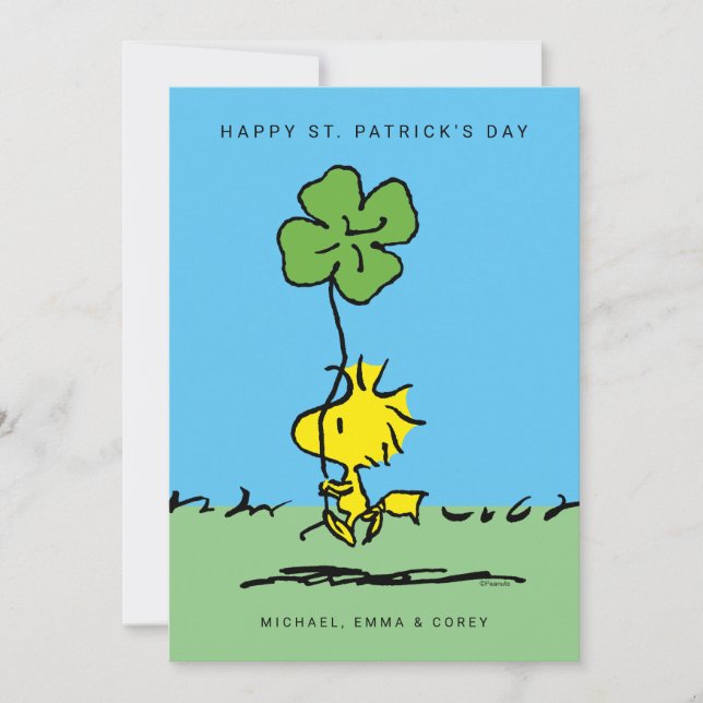 Happy St. Patrick's Day Woodstock Holiday Card (Front)