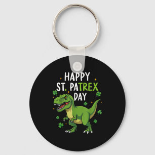Happy st patricks pa trex day dino boys kids keychain