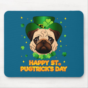 Happy St Patricks Pugtricks Day Irish Pug Leprecha Mouse Pad