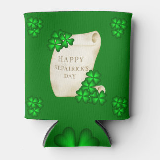 Happy St Patrick's Shamrocks Can Cooler