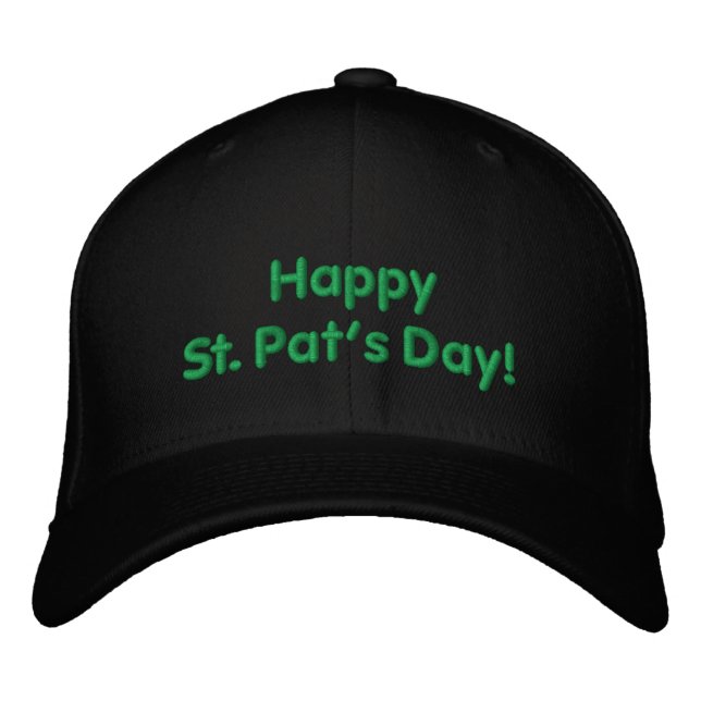 Happy St. Pat's Day Green Embroidered Hat (Front)