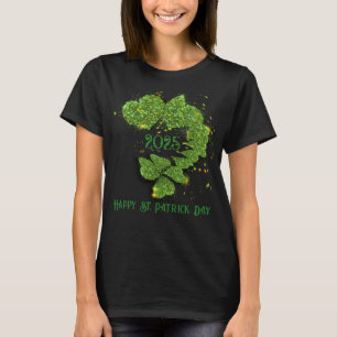 Happy St Patty, Green Shamrocks   sparkling hearts T-Shirt