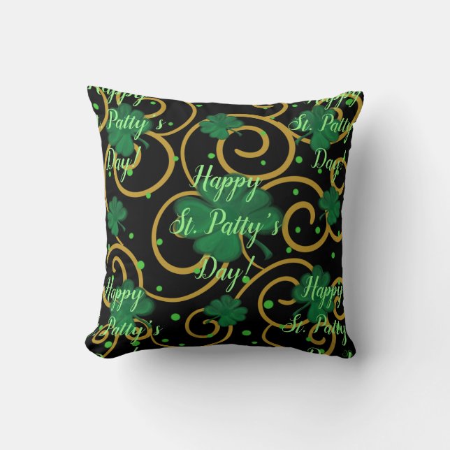 Happy St. Patty's Day      Throw Pillow (Front)