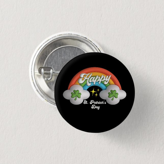 Happy St Saint Patrick's Day Cute Rainbow 1 Inch Round Button (Front & Back)