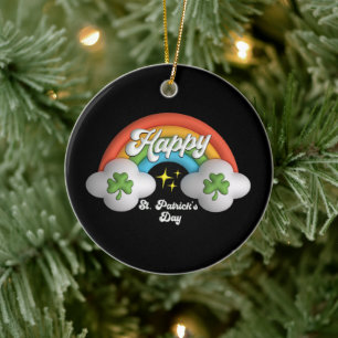 Happy St Saint Patrick's Day Cute Rainbow Ceramic Ornament
