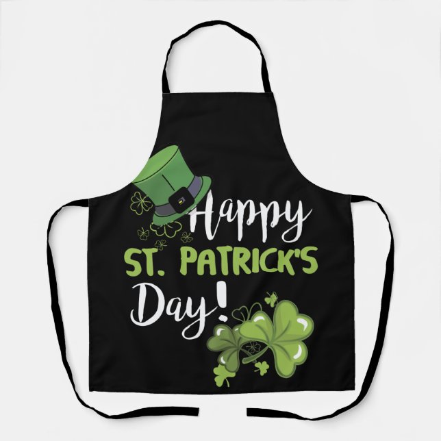 Happy St Saint Patrick's Day Many Shamrock Green Apron (Front)