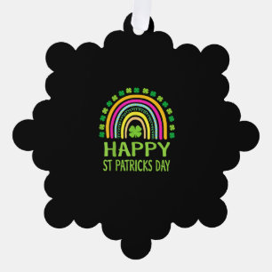 Happy St Saint Patrick's Day Rainbow Girls Kids T- Ornament Card