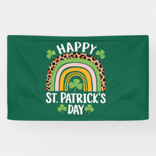 Happy St Saint Patrick's Day Rainbow Shamrock  Banner