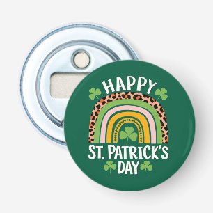 Happy St Saint Patrick's Day Rainbow Shamrock Bottle Opener