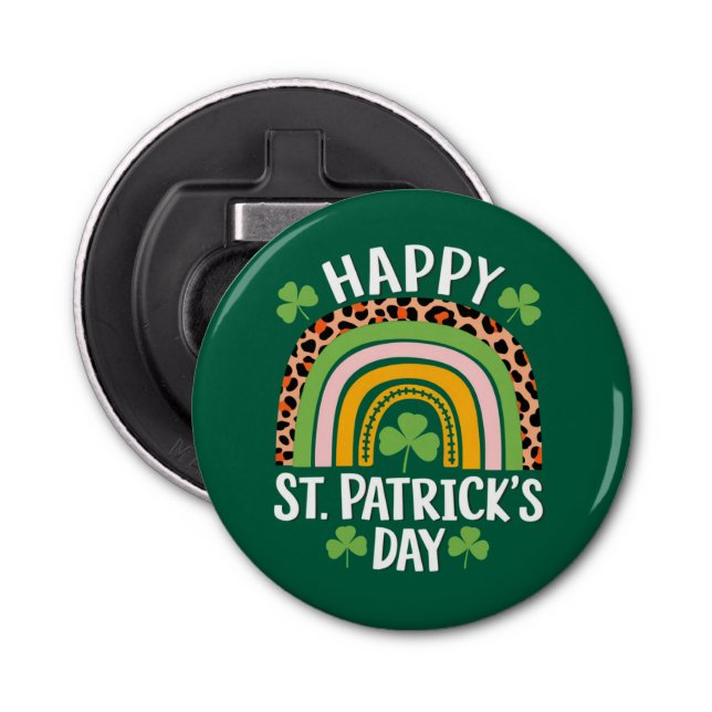Happy St Saint Patrick's Day Rainbow Shamrock  Bottle Opener (Front)
