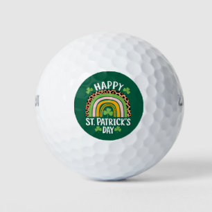 Happy St Saint Patrick's Day Rainbow Shamrock  Golf Balls