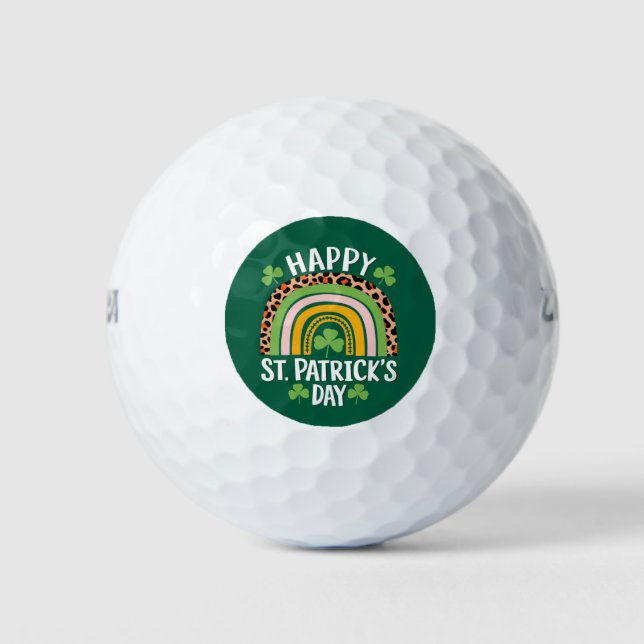 Happy St Saint Patrick's Day Rainbow Shamrock  Golf Balls (Front)