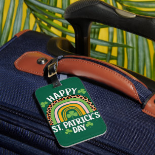 Happy St Saint Patrick's Day Rainbow Shamrock Luggage Tag