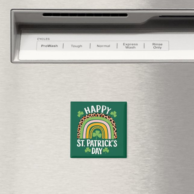 Happy St Saint Patrick's Day Rainbow Shamrock  Magnet (In Situ (Dishwasher))